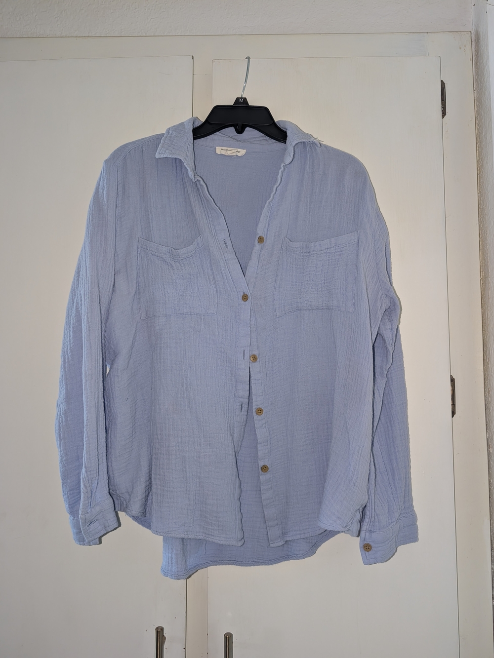 beachlunchlounge Light Blue Gauze Button-Up Blouse